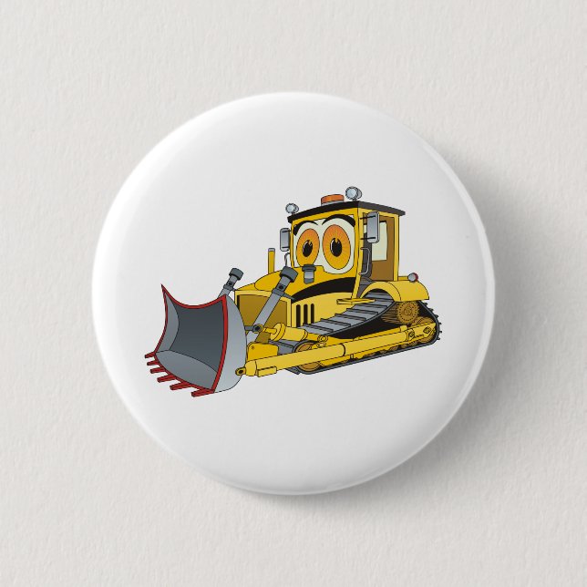 Bulldozer Cartoon 6 Cm Round Badge (Front)