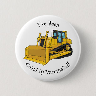 Bulldozer cartoon illustration 6 cm round badge