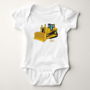 Bulldozer cartoon illustration baby bodysuit