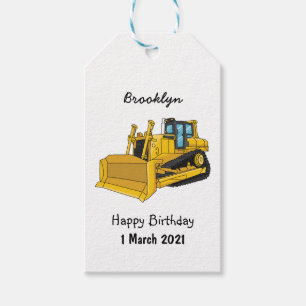 Bulldozer cartoon illustration gift tags