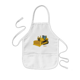 Bulldozer cartoon illustration kids apron
