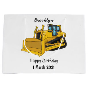 Bulldozer cartoon illustration large gift bag