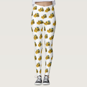 Bulldozer cartoon illustration leggings