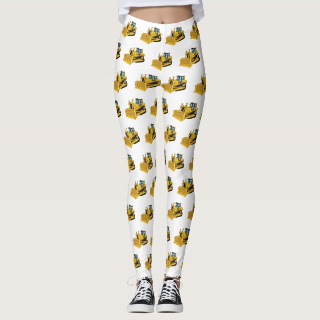 Bulldozer cartoon illustration  leggings (Front)