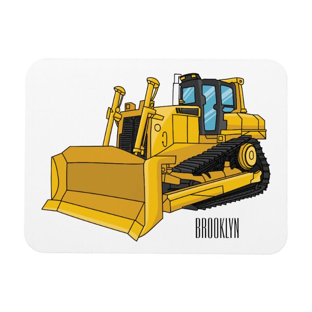 Bulldozer cartoon illustration magnet (Horizontal)