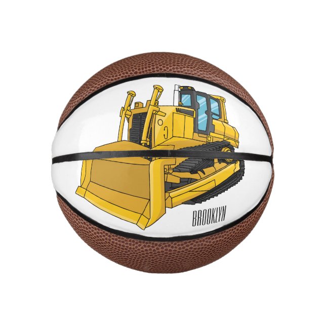 Bulldozer cartoon illustration mini basketball (Front)
