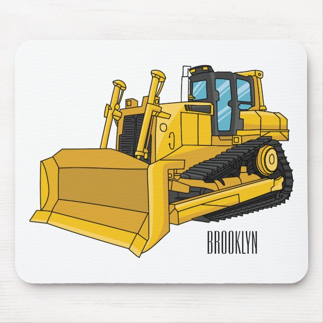 Bulldozer cartoon illustration mouse mat (Front)