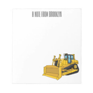 Bulldozer cartoon illustration  notepad