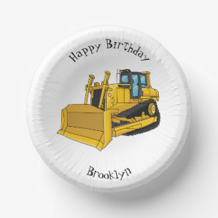 Bulldozer cartoon illustration paper plate