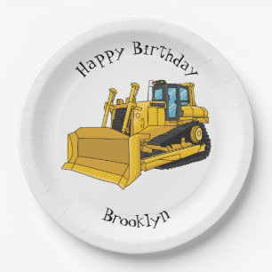Bulldozer cartoon illustration paper plate