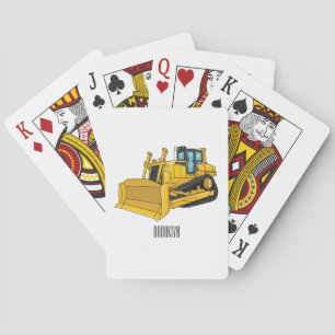 Bulldozer cartoon illustration playing cards