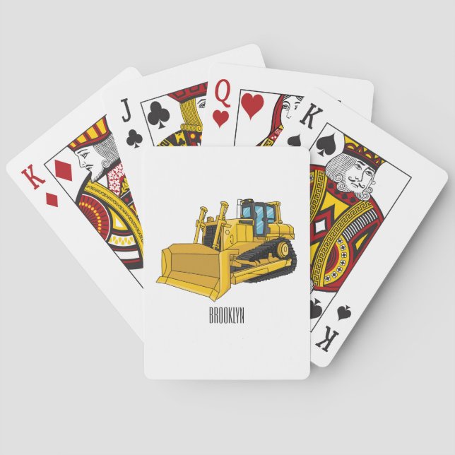Bulldozer cartoon illustration playing cards (Back)