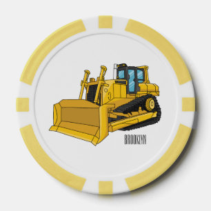 Bulldozer cartoon illustration poker chips