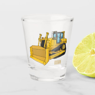 Bulldozer cartoon illustration shot glass