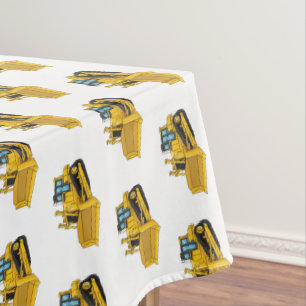 Bulldozer cartoon illustration tablecloth