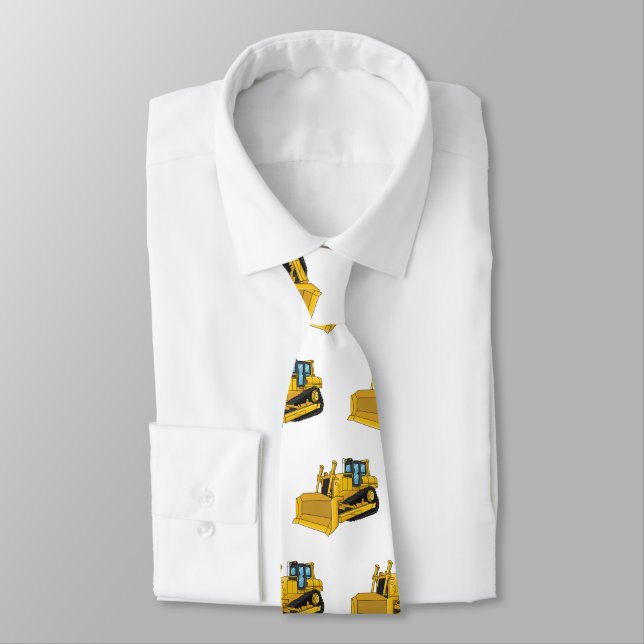 Bulldozer cartoon illustration tie (Tied)