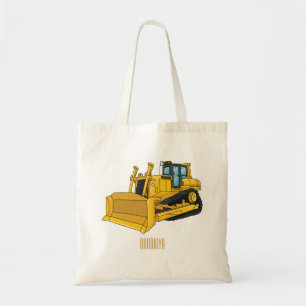 Bulldozer cartoon illustration tote bag