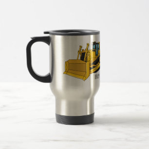Bulldozer cartoon illustration travel mug