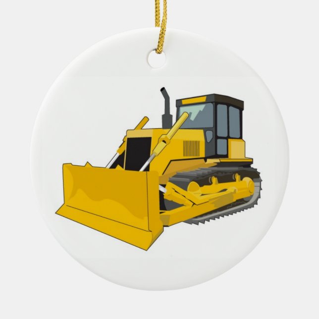 Bulldozer Ceramic Tree Decoration (Front)