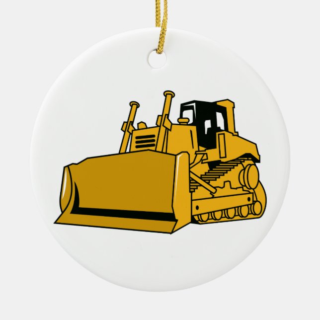 Bulldozer Ceramic Tree Decoration (Front)
