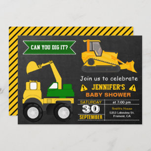 Bulldozer Construction Baby Shower Invitation