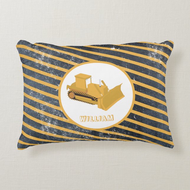 Bulldozer Construction Truck  Decorative Cushion (Front)