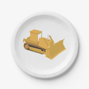 Bulldozer Construction Truck Paper Plate