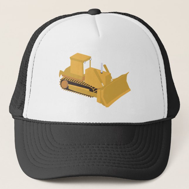 Bulldozer Construction Truck Trucker Hat (Front)
