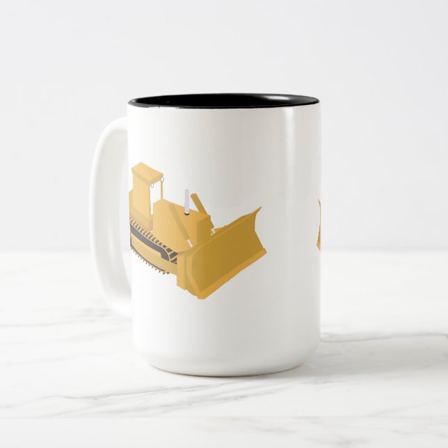 Bulldozer Construction Truck Two-Tone Coffee Mug (Front Left)