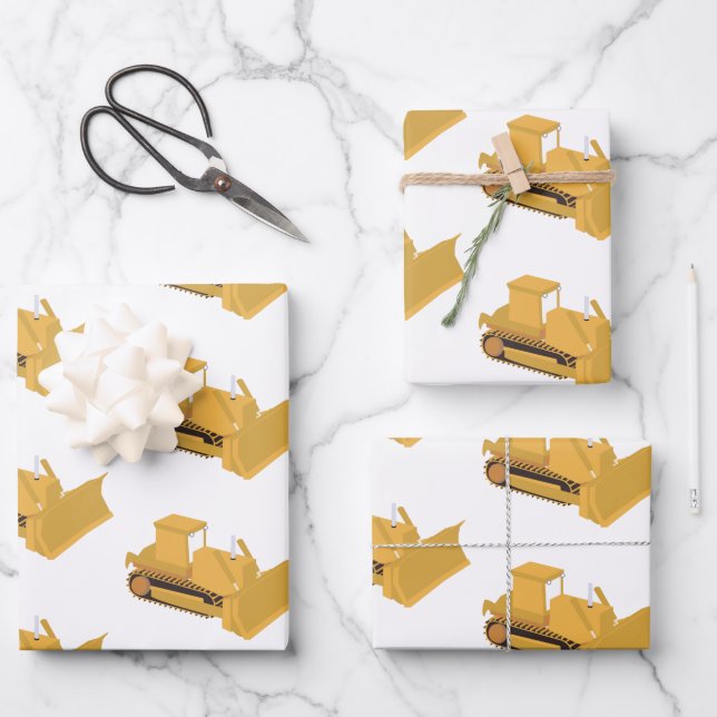 Bulldozer Construction Truck Wrapping Paper Sheet (Front)