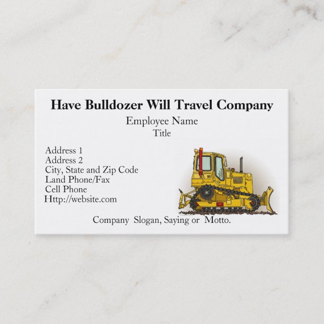 Bulldozer Dozer Business Cards (Front)