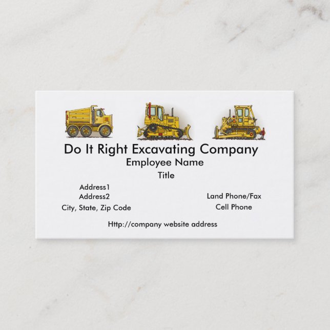 Bulldozer Dozer Business Cards (Front)