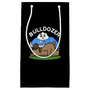 Bulldozer Funny Animal Bull Pun Dark BG Small Gift Bag
