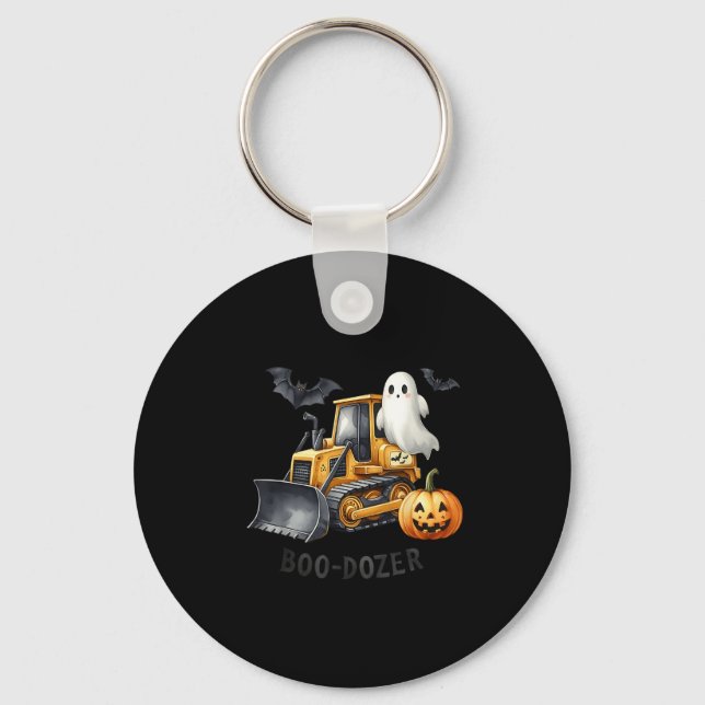 Bulldozer Halloween Boo Dozer Construction Truck B Key Ring (Front)