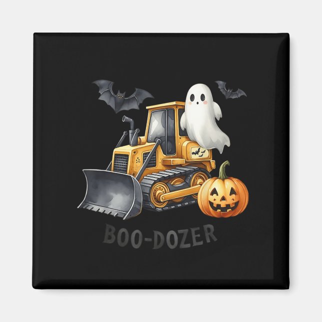 Bulldozer Halloween Boo Dozer Construction Truck B Magnet (Front)
