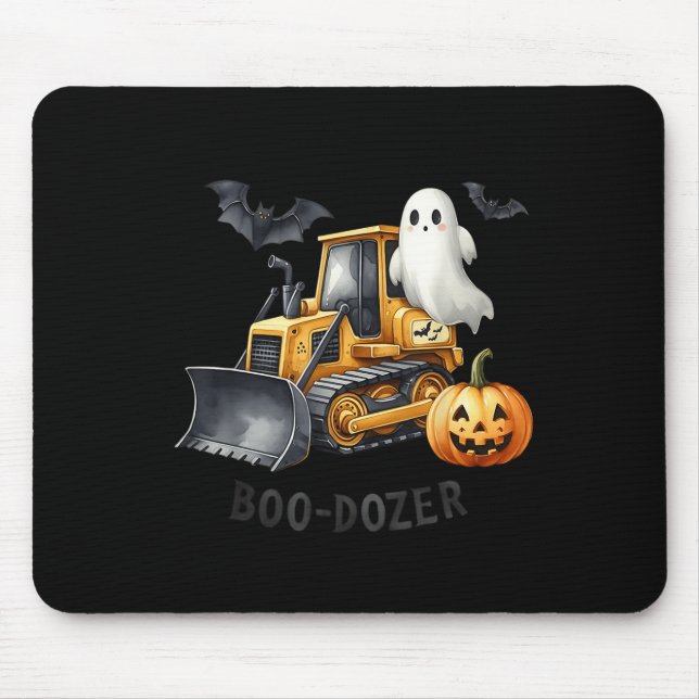 Bulldozer Halloween Boo Dozer Construction Truck B Mouse Mat (Front)