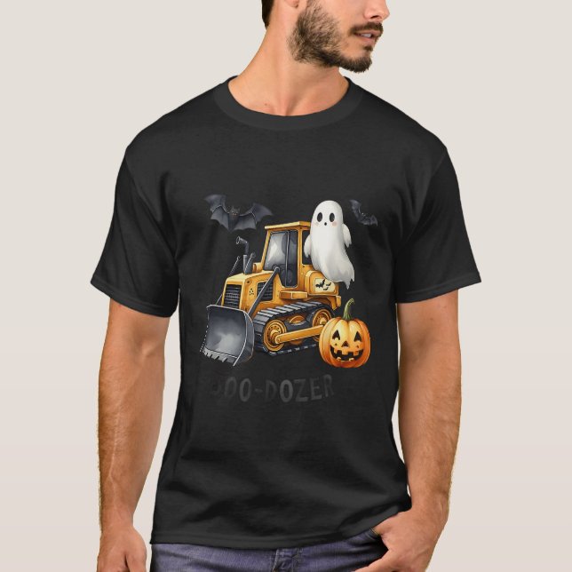 Bulldozer Halloween Boo Dozer Construction Truck B T-Shirt (Front)
