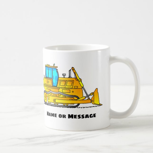 Bulldozer Mug, Excavator Mugs, Construction Theme Coffee Mug (Right)