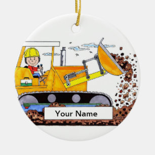 Bulldozer Operator - Female Ceramic Tree Decoration
