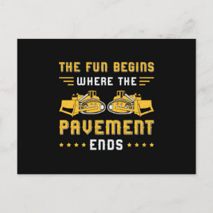 Bulldozer Pavement Ends Site Construction Worker Postcard
