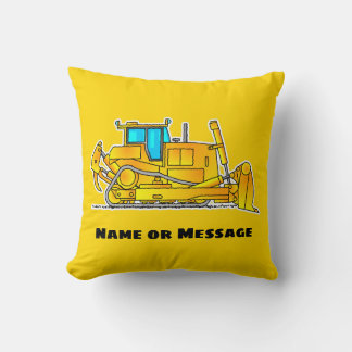 Bulldozer Pillow, Personalised Construction Gift Cushion