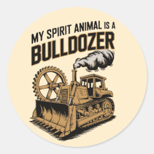Bulldozer Spirit Vintage Minimalist Motivational Classic Round Sticker