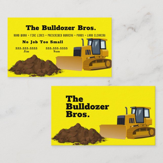 Bulldozer Yellow Business Card (Front/Back)