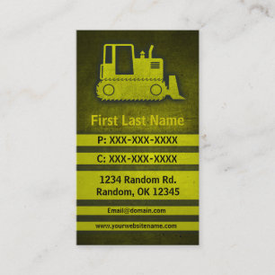 Bulldozer yellow grunge custom construction cards