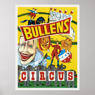 Bullens Circus Vintage Poster 1930s