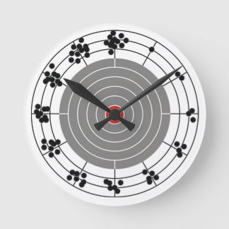 Bullet holes around the target, one hole per hour round clock