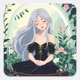 Bullet Journalling Series8 - Terrarium Girl 8 Square Sticker