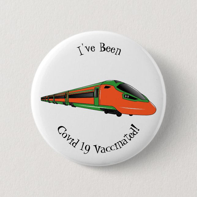 Bullet train cartoon illustration 6 cm round badge (Front)