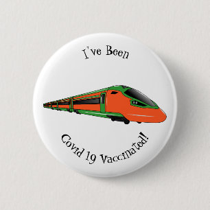 Bullet train cartoon illustration 6 cm round badge