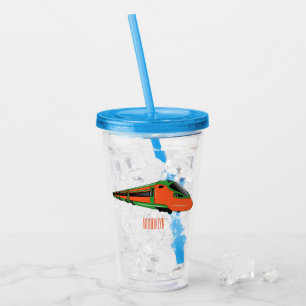 Bullet train cartoon illustration acrylic tumbler
